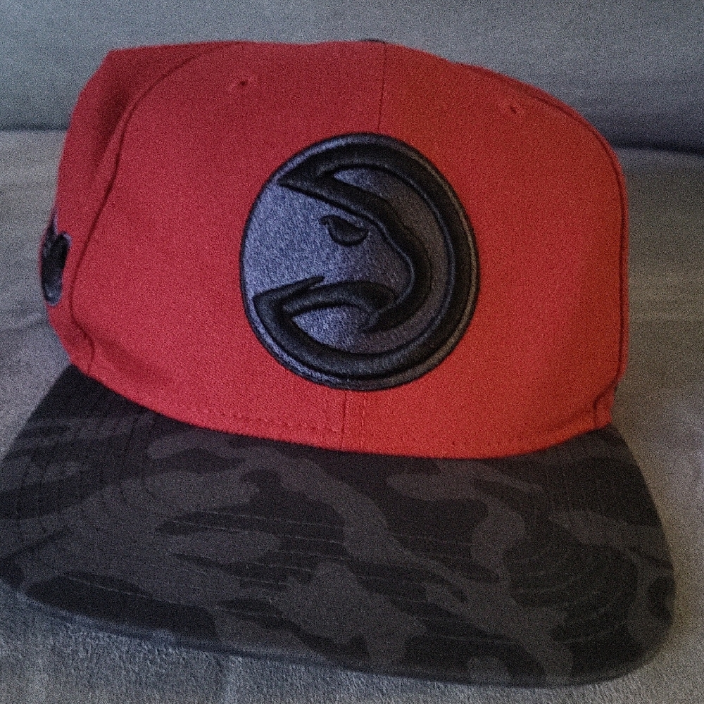 Red Hawks Logo Flat-Brim Cap with Black Camo Visor